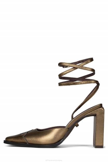 mujer baile en línea Jeffrey Campbell F6JX1712 mula de tacón bronce lagarto bronce